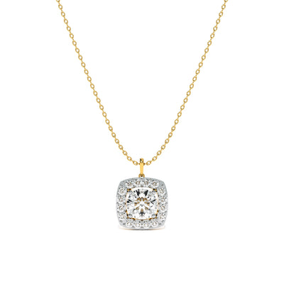Square Cluster 9KT Gold Lab Grown Diamond Necklace