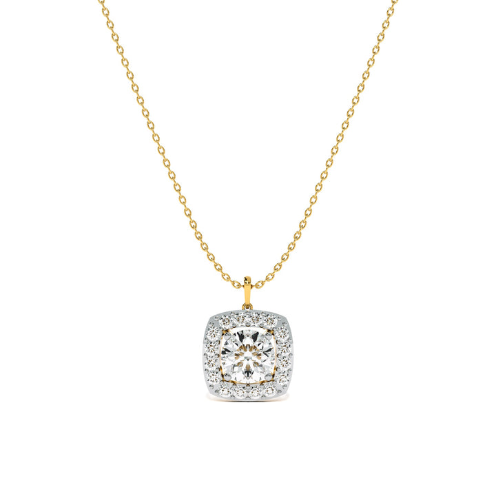 Square Cluster 9KT Gold Lab Grown Diamond Necklace - 1