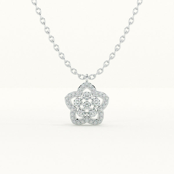 Glittering Flower 925 Sterling Silver Necklace - Image 1