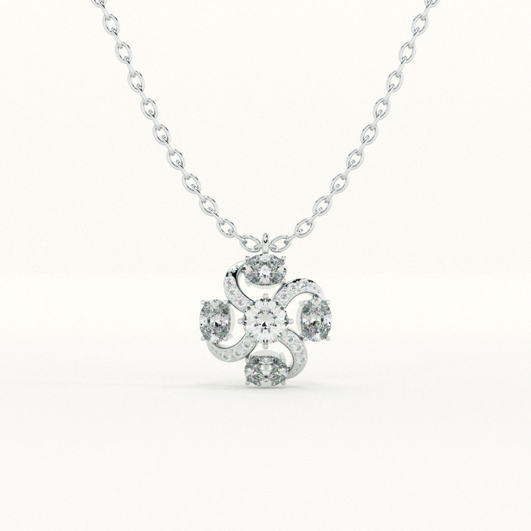Glitter Bloom Cross 925 Sterling Silver Pendant