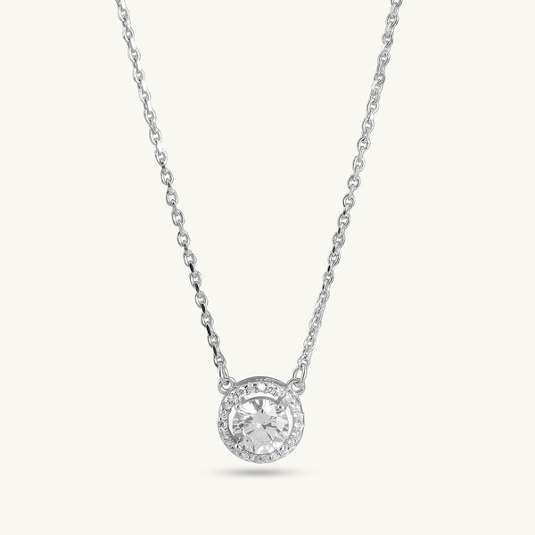 Crystal Circle 925 Sterling Silver Pendant Necklace - Image 1