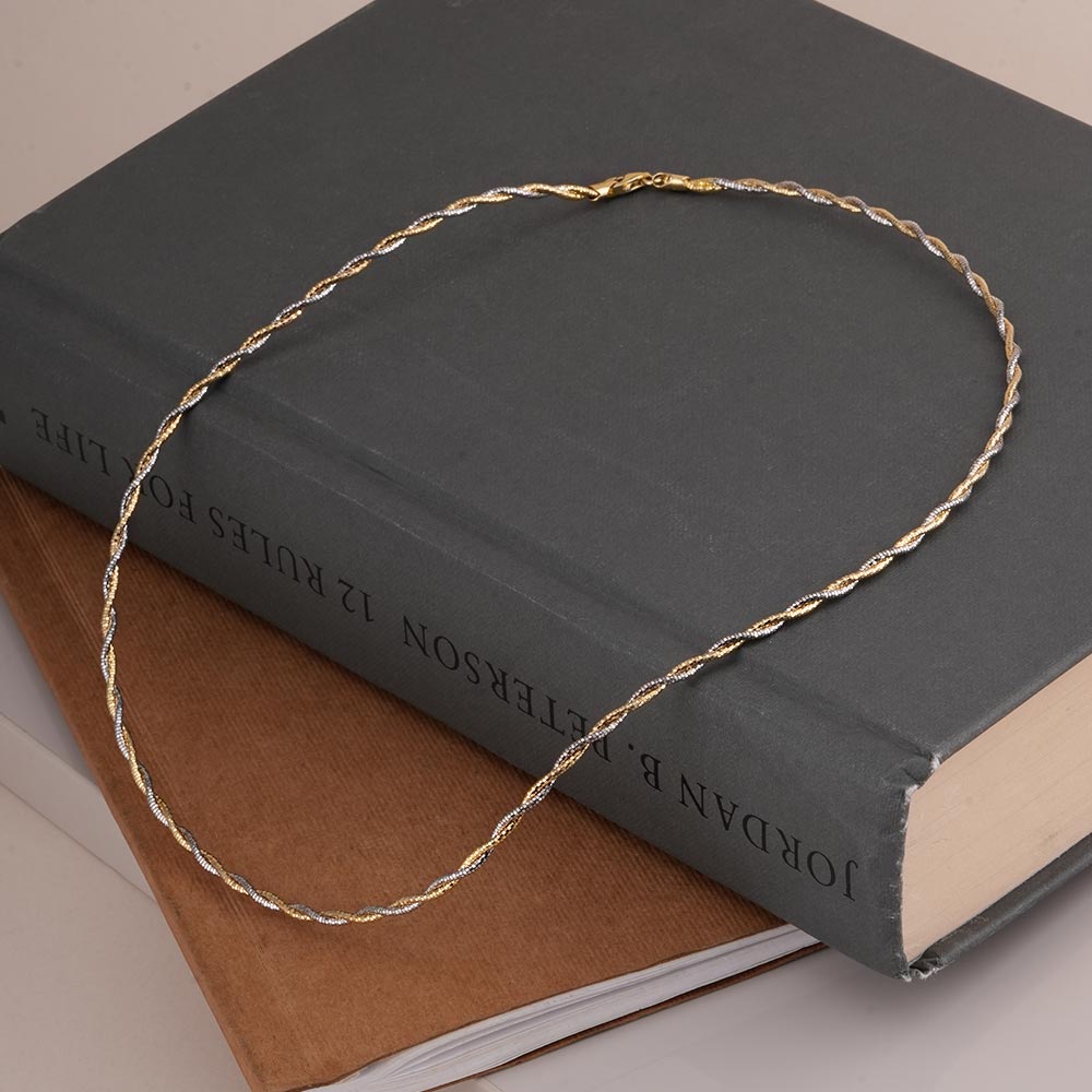 Two-Tone Twisted 925 Sterling Silver Necklace - view 3