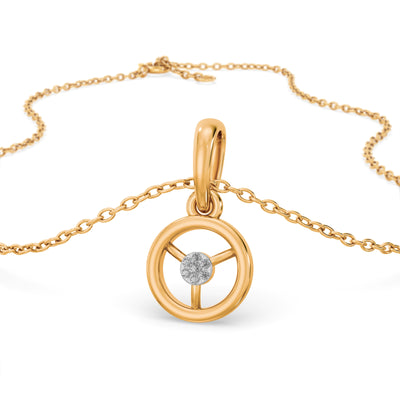 Compass 9KT Gold Lab Grown Diamond Pendant