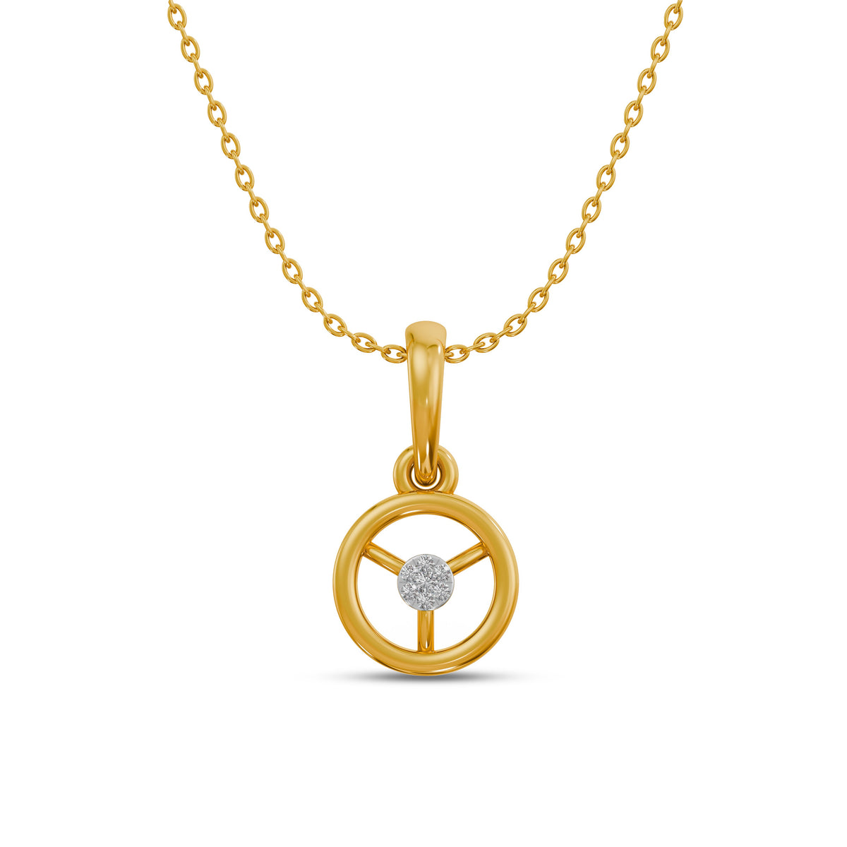 Compass 9KT Gold Laboratory Grown Diamond Pendant
