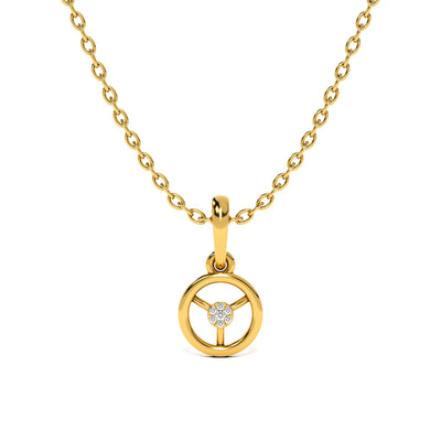 Compass 9KT Gold Lab Grown Diamond Pendant