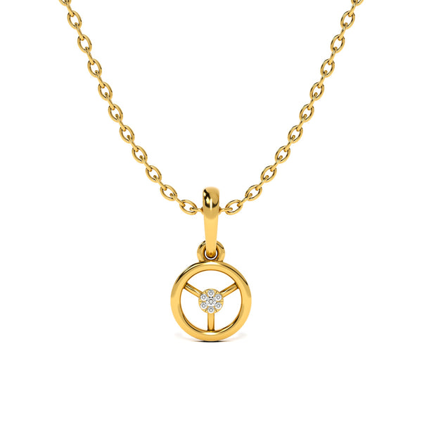 Compass 9KT Gold Lab Grown Diamond Pendant - 4
