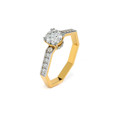 Round and Baguette 9KT Gold Lab Grown Diamond Ring