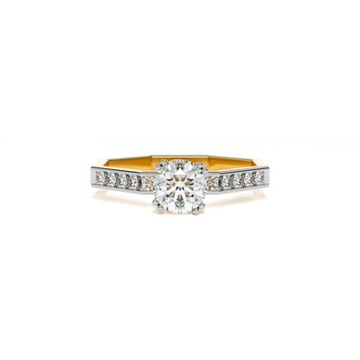 Round and Baguette 9KT Gold Lab Grown Diamond Ring