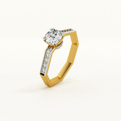 Round and Baguette Lab-Grown Diamond Customizable Ring