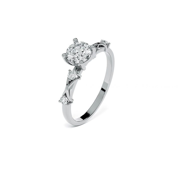 Swirling Accent 9KT Gold Lab Grown Diamond Ring - 1