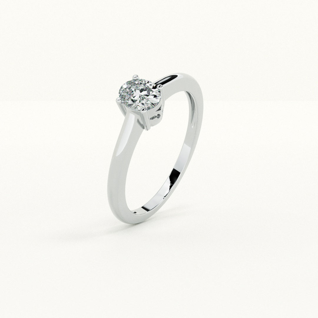 Four-Prong Oval 925 Sterling Silver Solitaire Ring