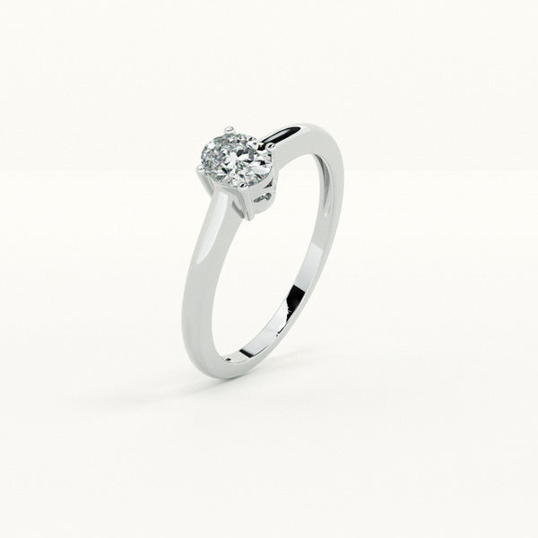 Four-Prong Oval 925 Sterling Silver Solitaire Ring