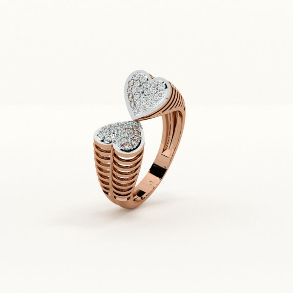 Twin Flames Heart 6KT 0.26 Carat lab-Grown Diamond Ring