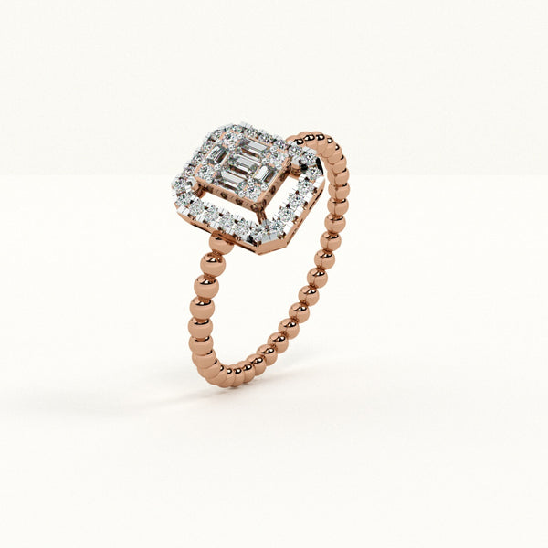 Radiant Halo Emerald-Cut 6KT 0.24 Carat Lab-Grown Diamond Ring