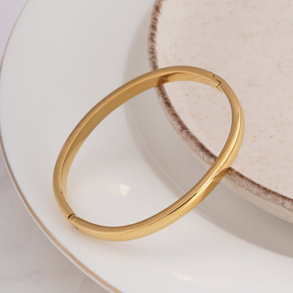 Plain Gold Bangles Bracelet - 4 mm