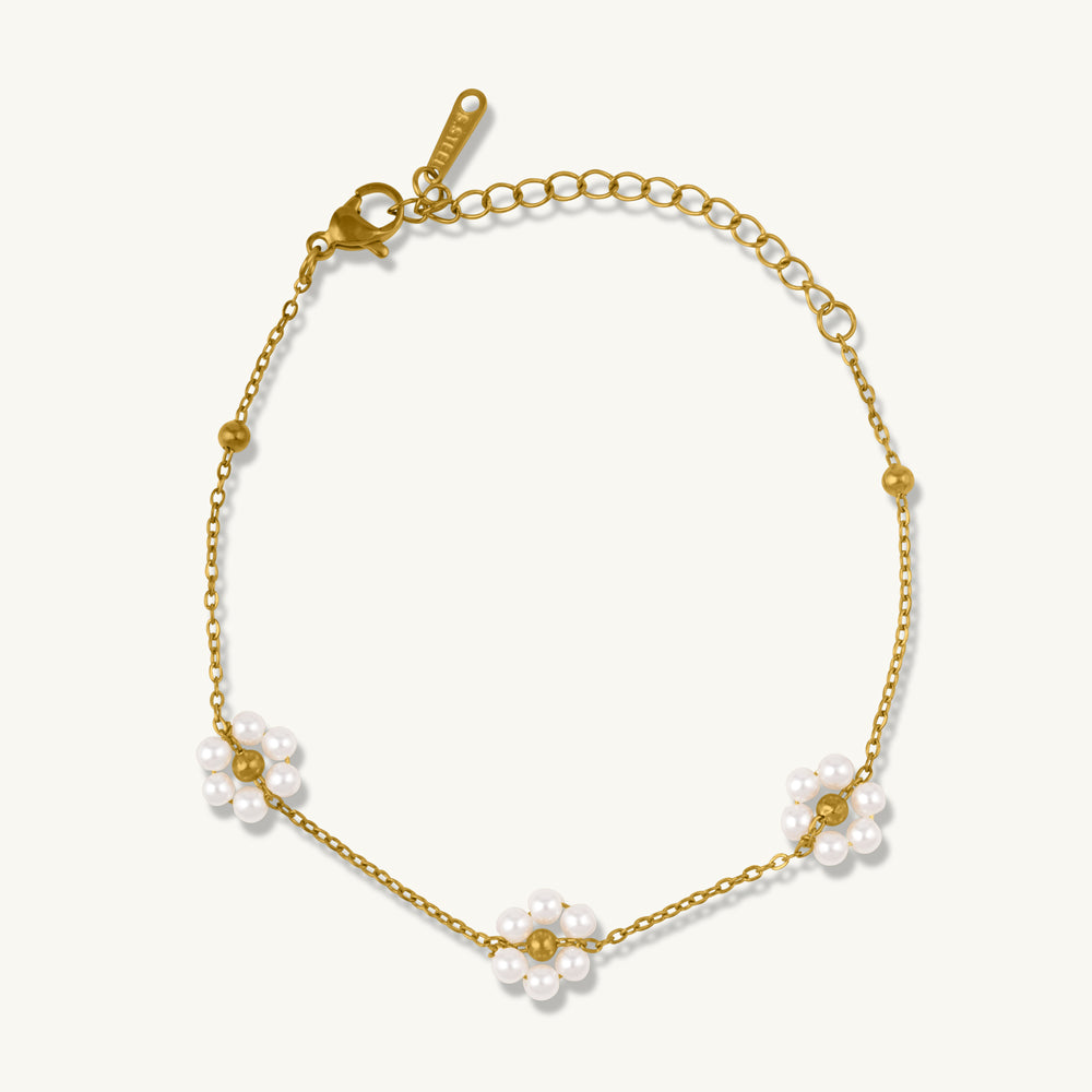 Floral Petal Pearls Bracelet