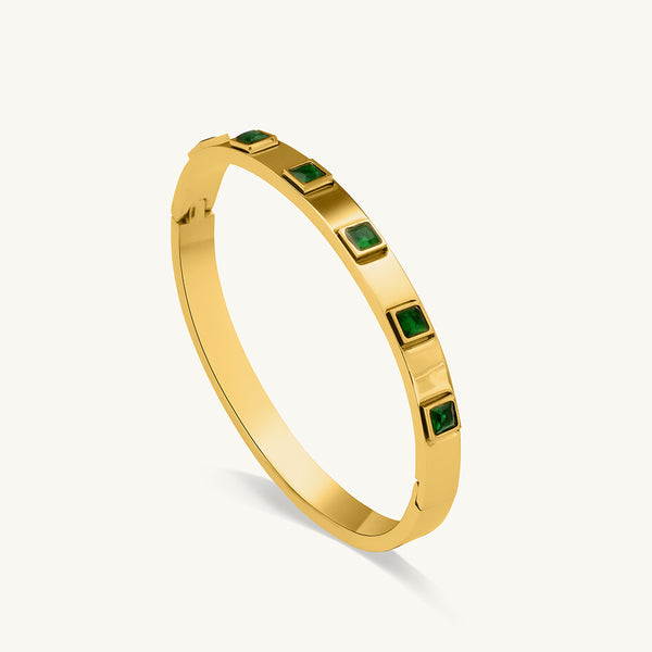Green Stone Bangle bracelet - Image 1