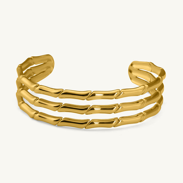 Chunky Gold Ladder Cuff Bracelet - Image 1