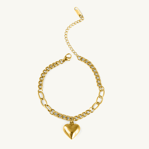 Chunky Chain Heart Charm Bracelet