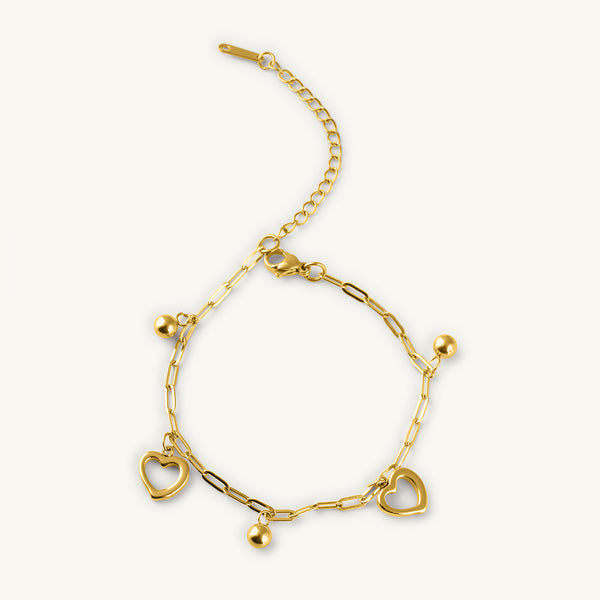 Openwork Heart Charm Bracelet