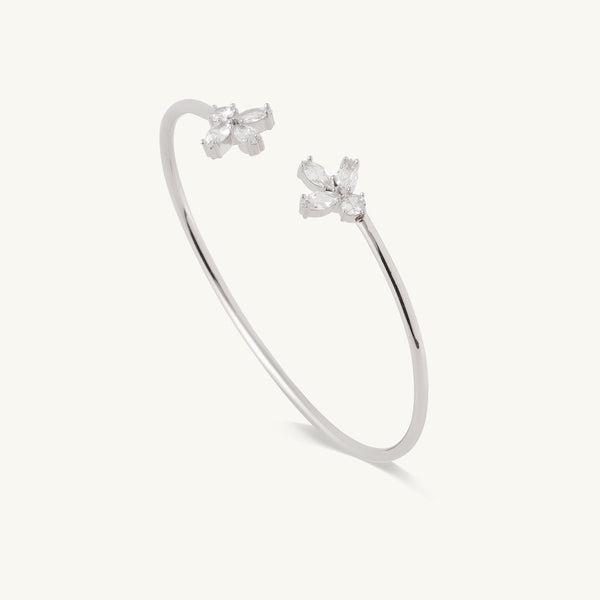 Floral Bloom Silver Kada Bracelet