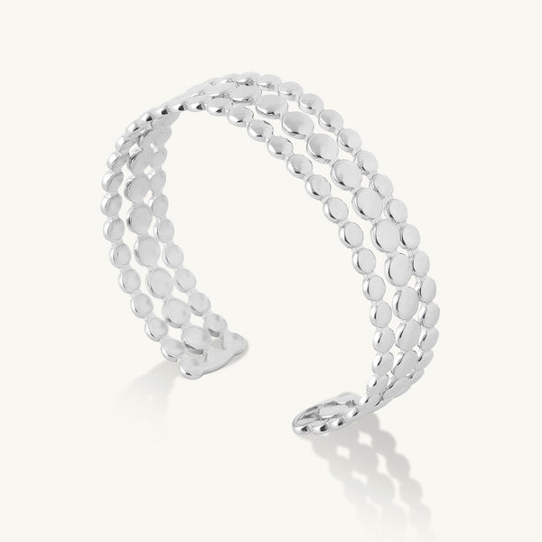 Triple-Layer Silver Lace Cuff Bracelet