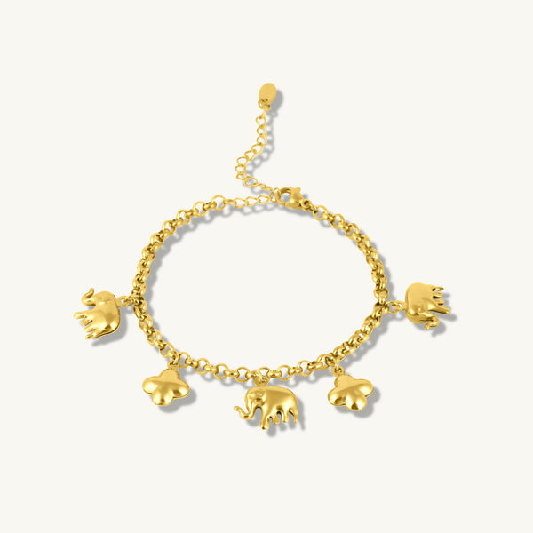 Boho Elephant & Bloom Charm Bracelet-1