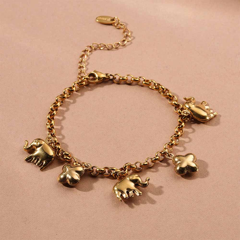 Boho Elephant & Bloom Charm Bracelet - view 3