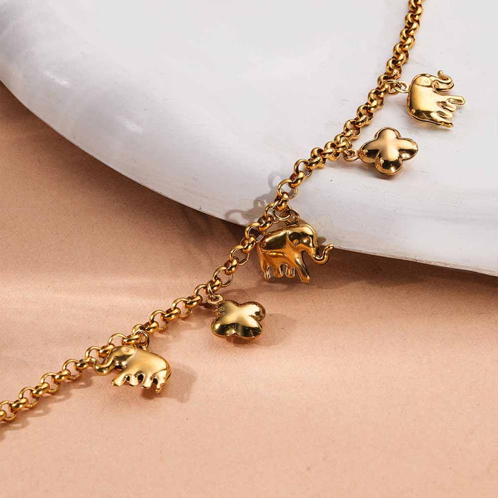 Boho Elephant & Bloom Charm Bracelet-4