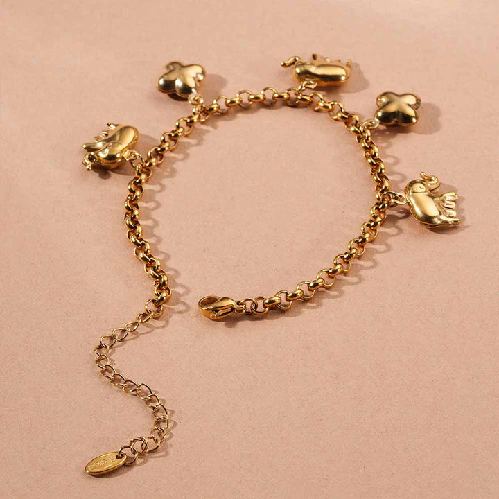 Boho Elephant & Bloom Charm Bracelet-2