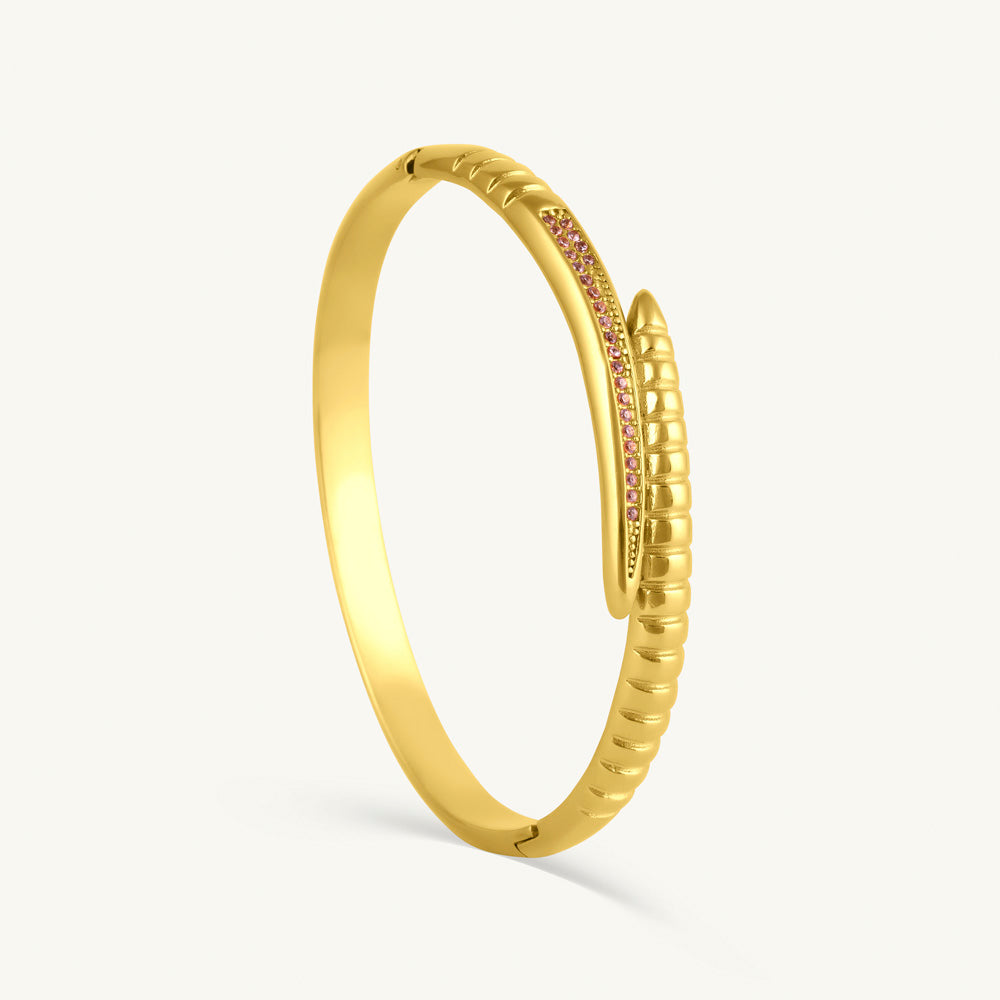 Textured Snake Tail Bangle Bracelet - view 2