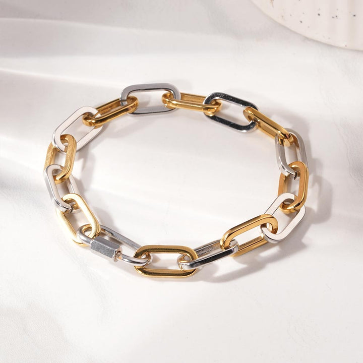 Bi-Tone Chunky Chain Bracelet-4