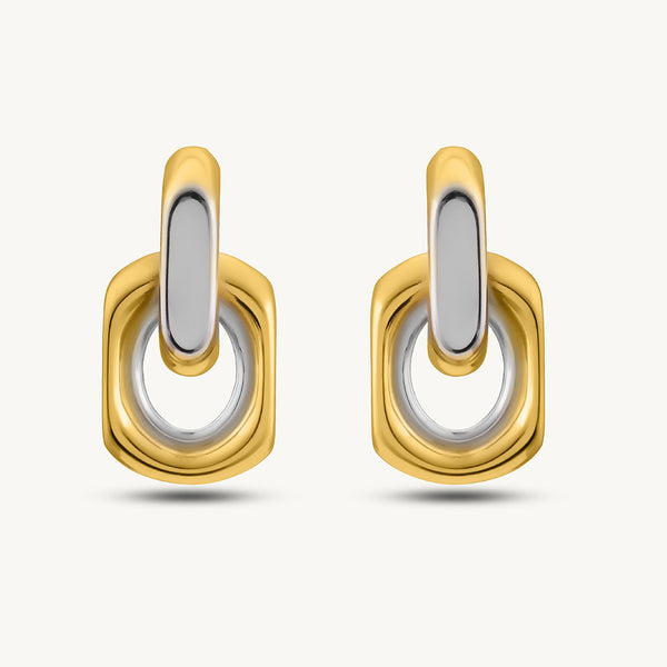 Two-Tone Link Drop Earrings