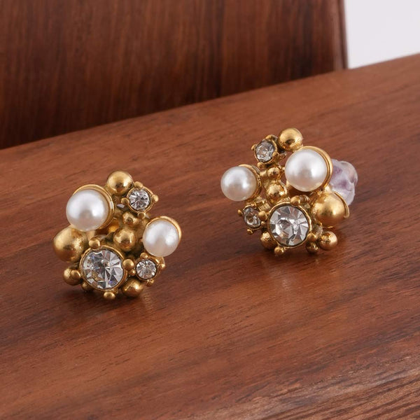 Vintage Style Pearl and Crystal Studs