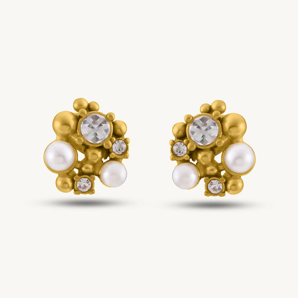 Vintage Style Pearl and Crystal Studs