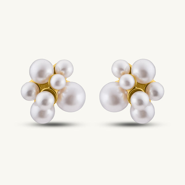 Pearl Cluster Stud Earrings