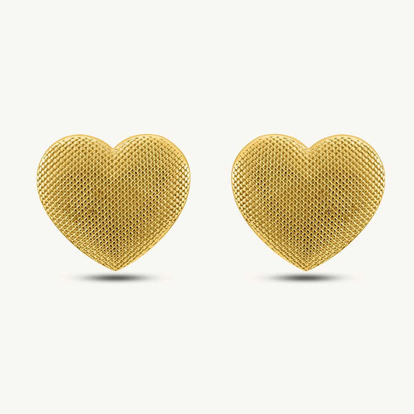 Textured Gold Heart Earrings