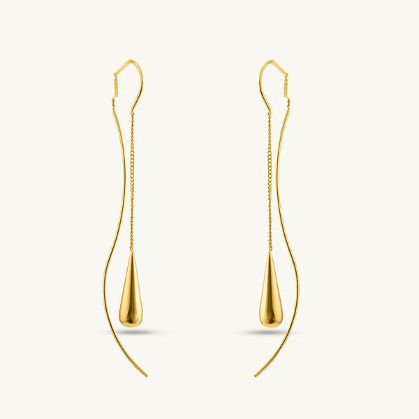 Gold Water Drop Tassel Earrings