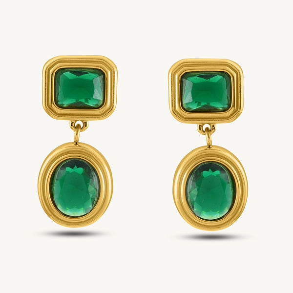 Green Gemstone Drop Earrings