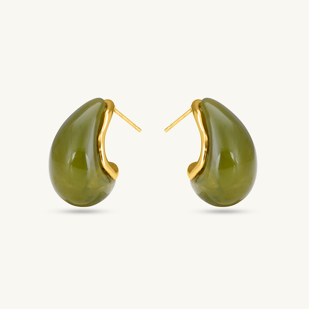 Jade Green Teardrop Studs