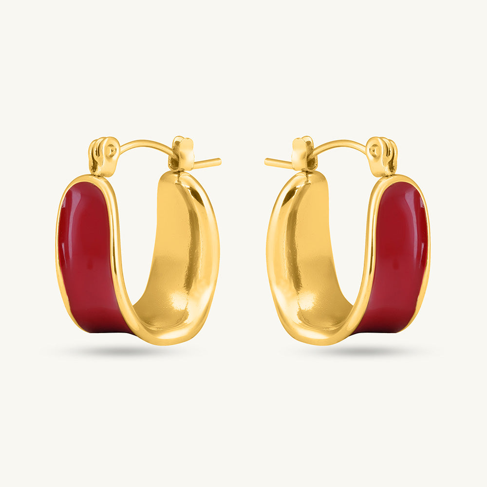 Red Enamel Hoop Earrings