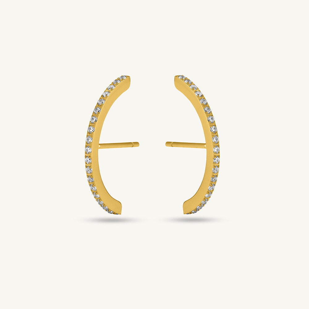 Moon Diamond Stud Earrings