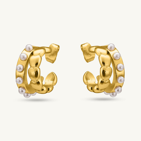 Pearl C Hoop Earrings - Image 1