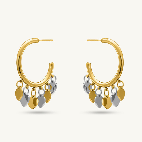 Heart Coin Hoop Earrings