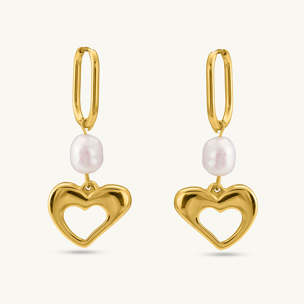 Heart of Love & Dew Dangle Earrings