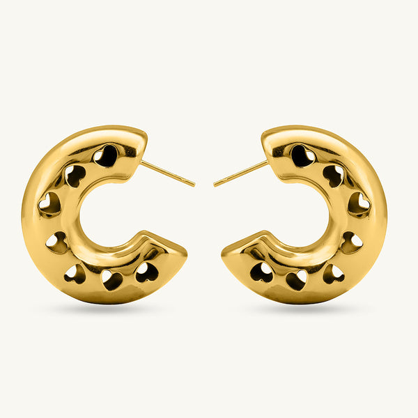 Heart Cutout Hoop Earrings - Image 1