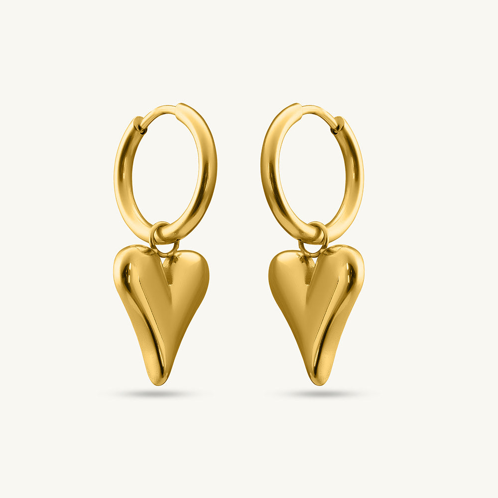 Heart and Love Dangle Hoops Earrings