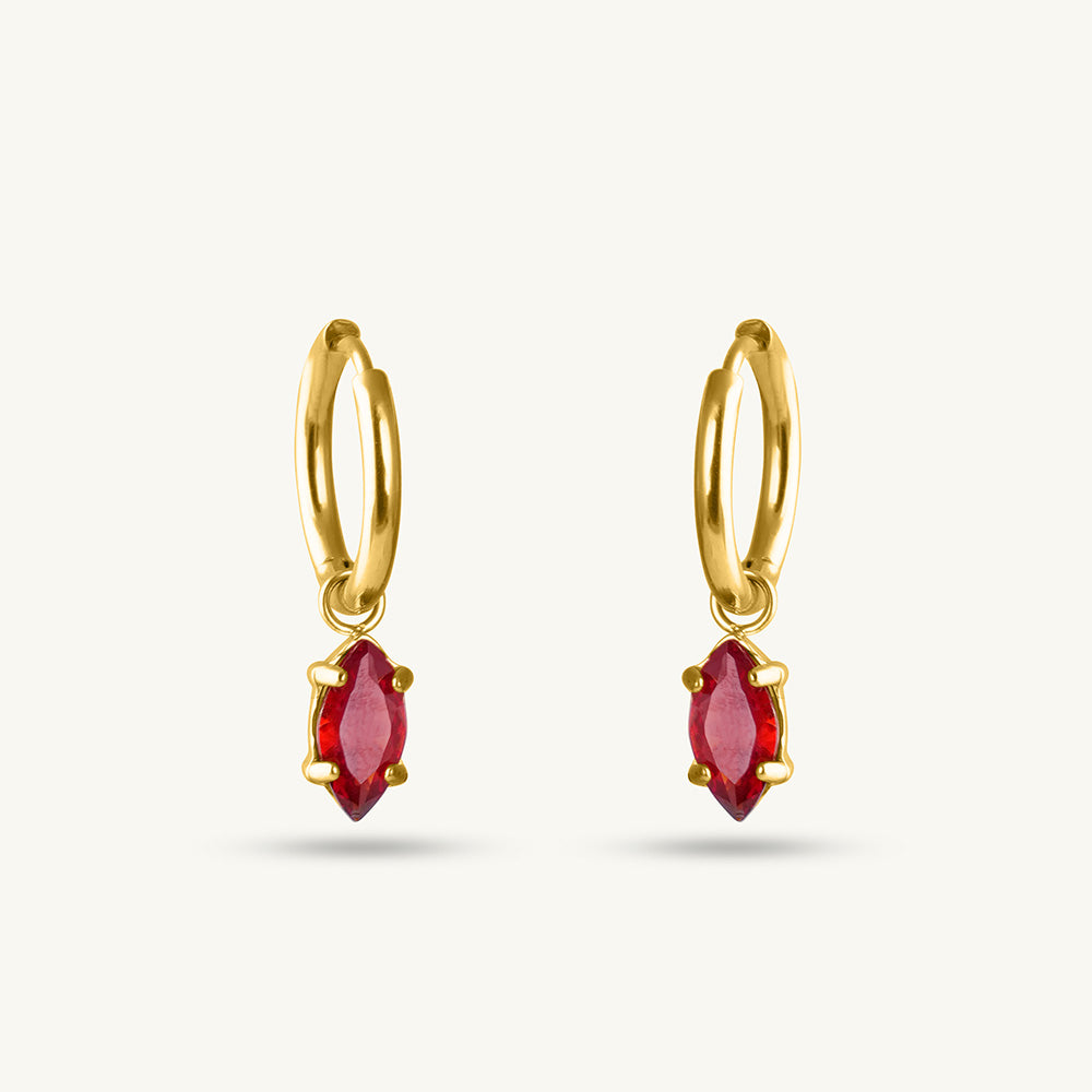 Classic Red Gold Hoop Earrings