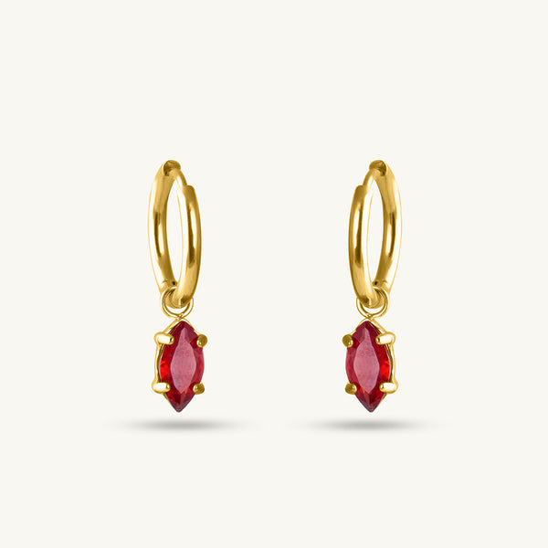 Classic Red Gold Hoop Earrings