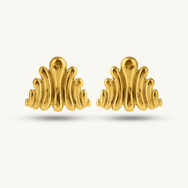 Triangular Curved Wave Stud Earrings
